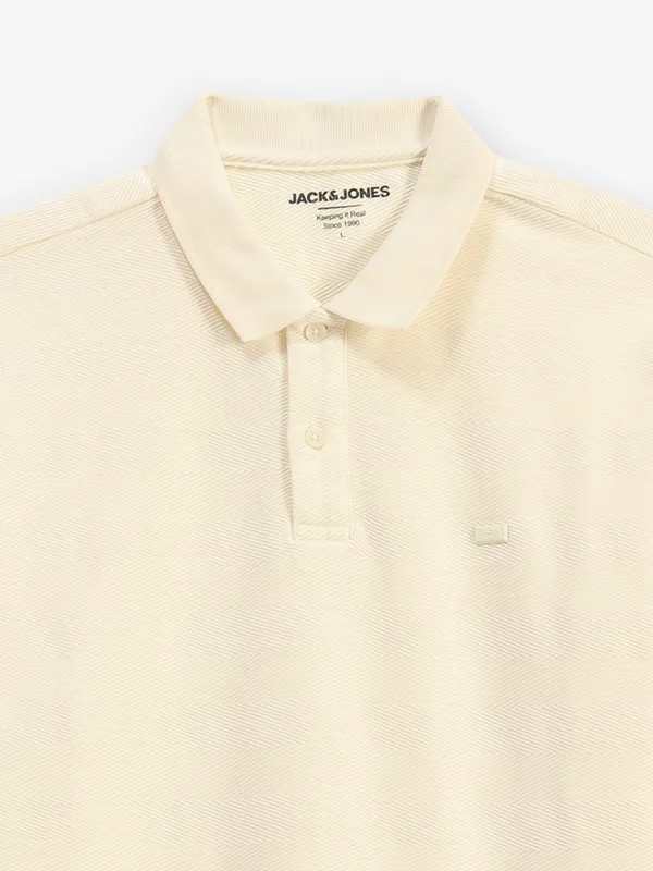 JACK & JONES plain cream cotton t-shirt