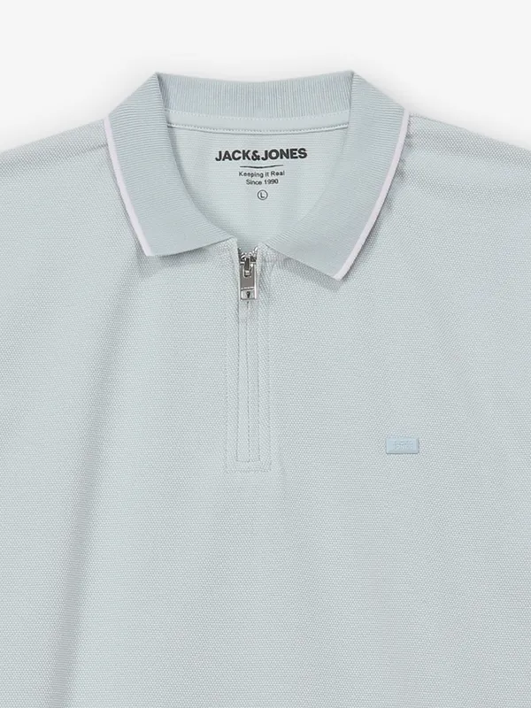 JACK & JONES plain mint blue cotton t-shirt