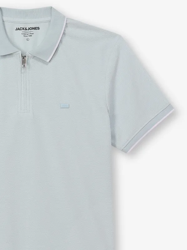 JACK & JONES plain mint blue cotton t-shirt