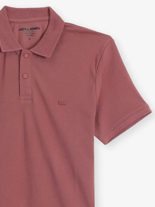JACK & JONES plain onion pink t-shirt