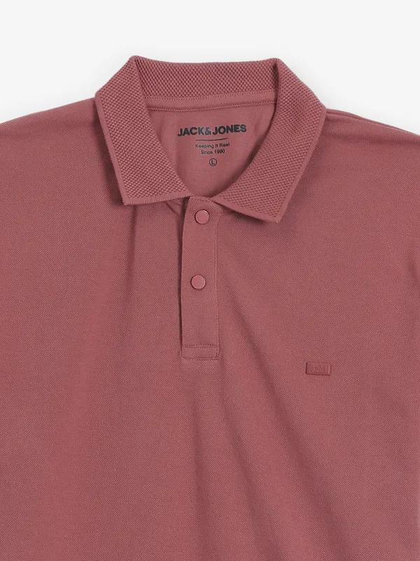 JACK & JONES plain onion pink t-shirt