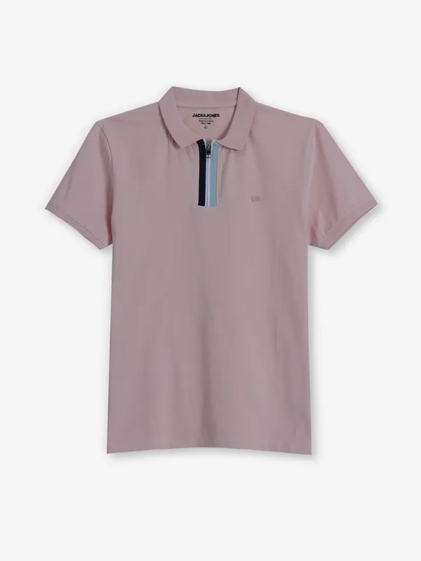 JACK & JONES plain pink cotton t-shirt