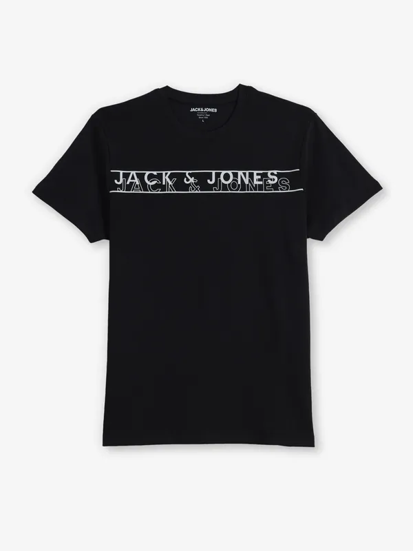 JACK & JONES printed black cotton t-shirt