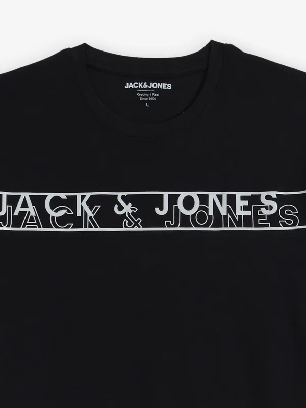 JACK & JONES printed black cotton t-shirt