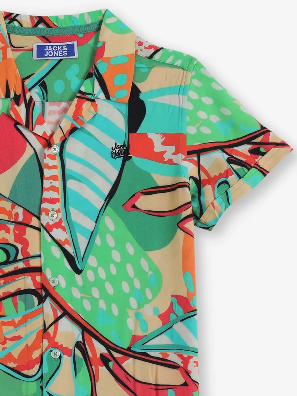 JACK & JONES printed green shirt for boys