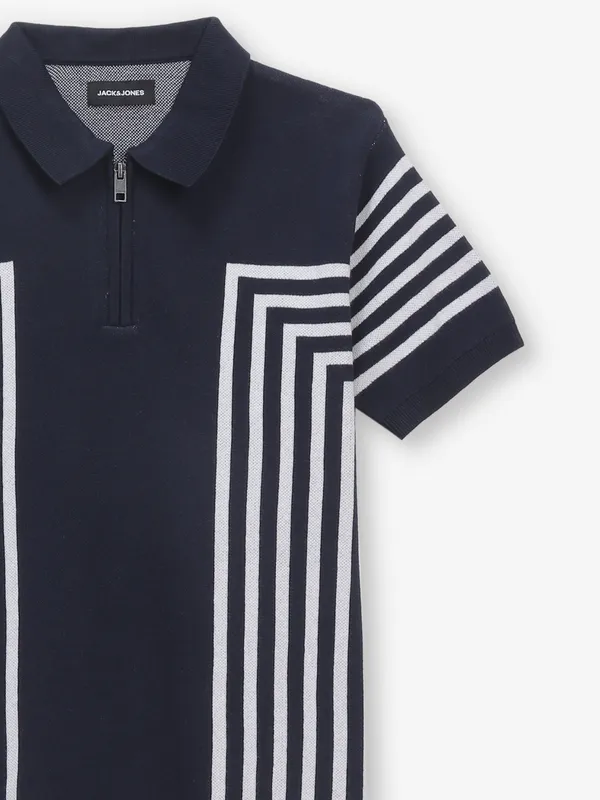 JACK & JONES printed navy cotton t-shirt