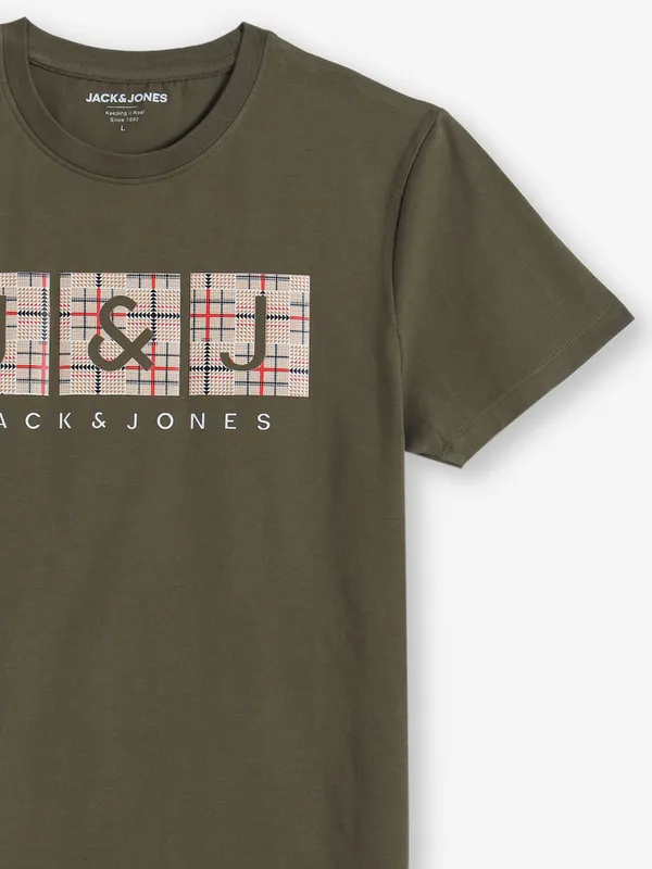 JACK & JONES printed olive t-shirt