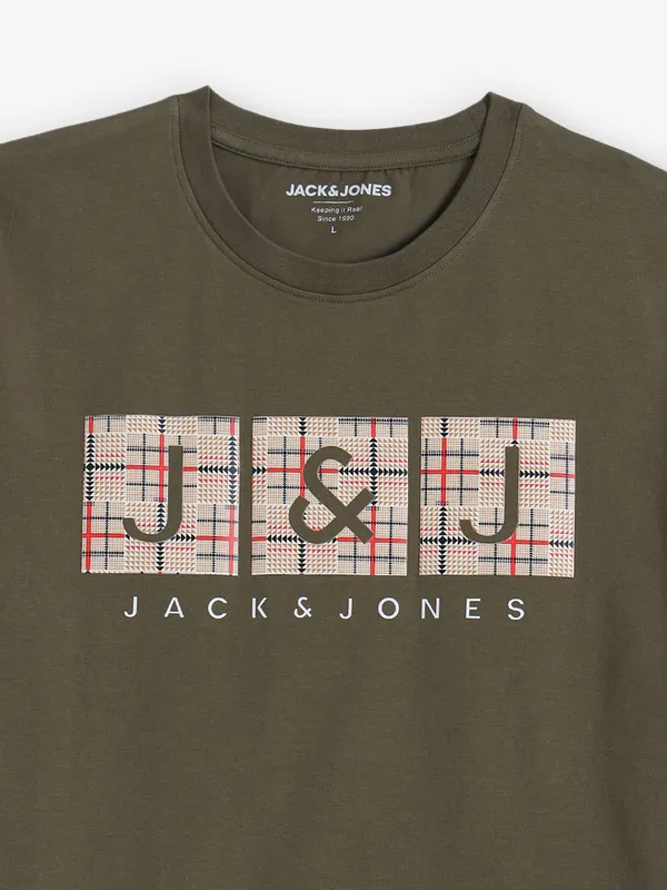JACK & JONES printed olive t-shirt
