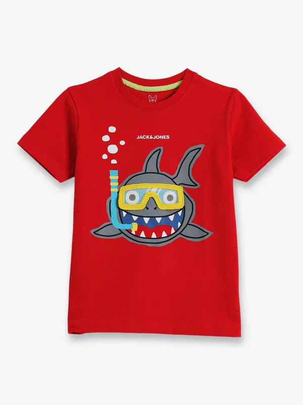 JACK & JONES printed red t-shirt