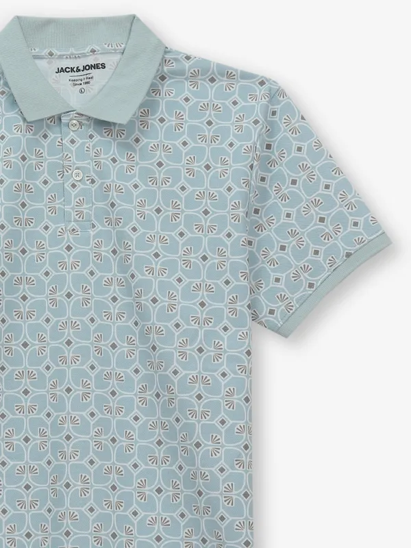 JACK & JONES printed sky blue t-shirt