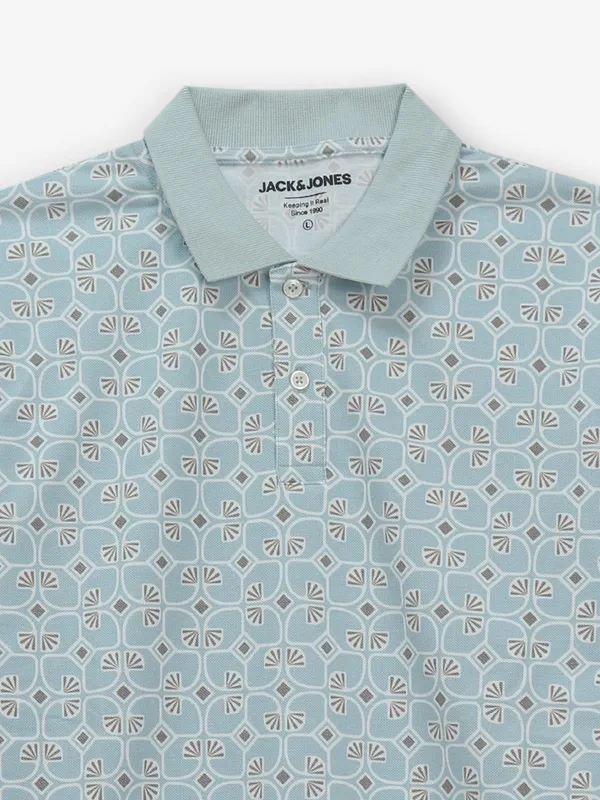 JACK & JONES printed sky blue t-shirt