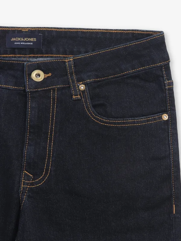 JACK & JONES solid black denim jeans for men