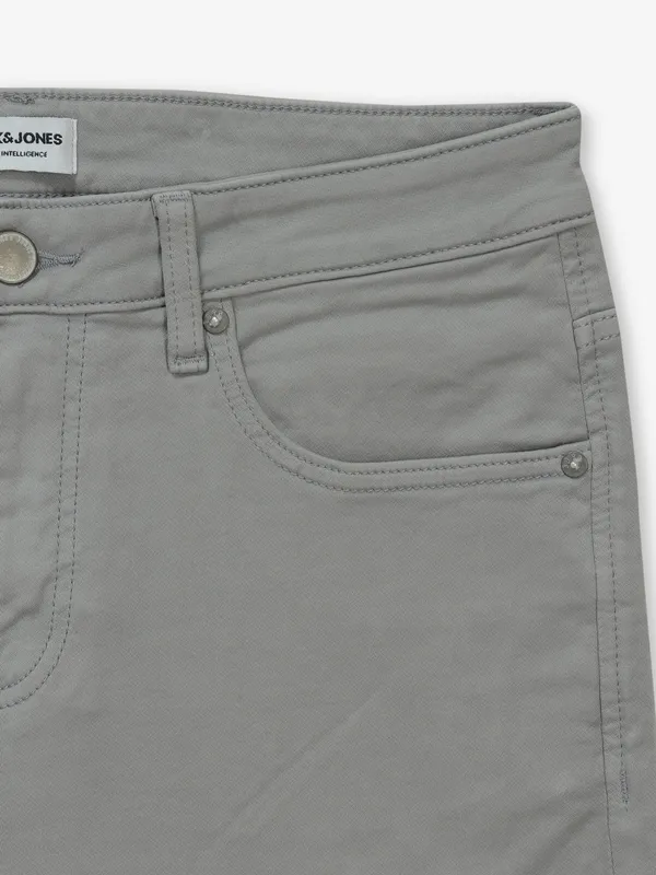 JACK & JONES solid grey slim fit mens denim jeans
