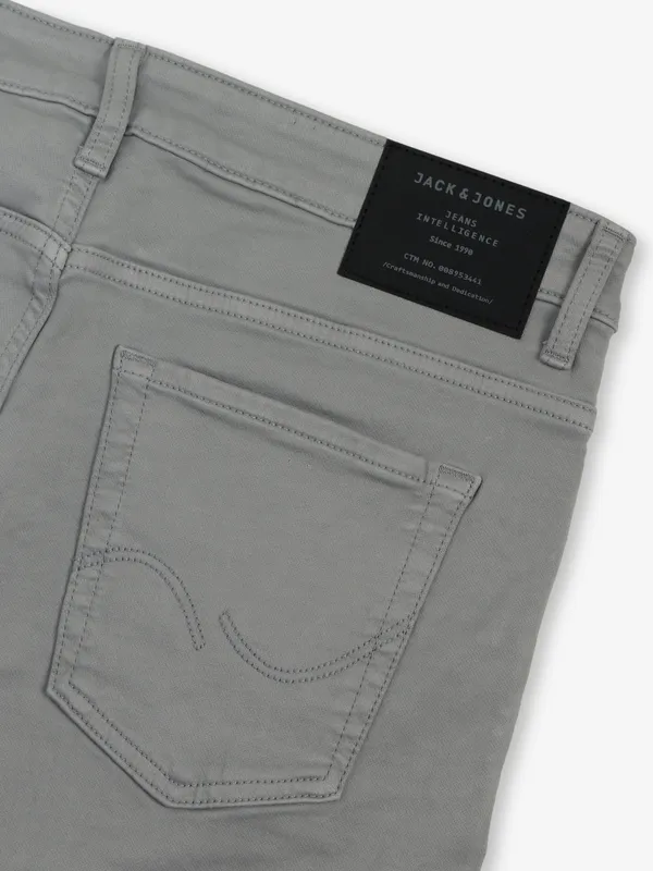 JACK & JONES solid grey slim fit mens denim jeans