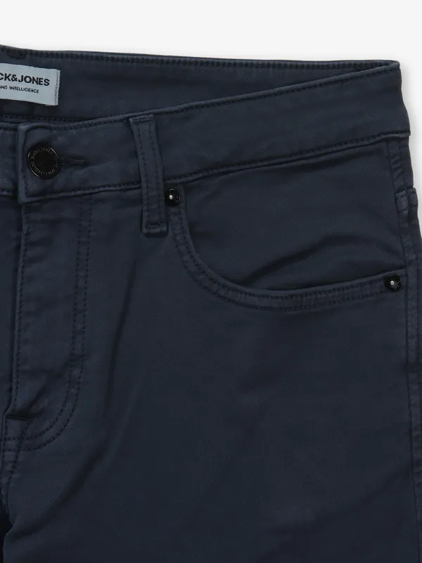 JACK & JONES solid navy slim fit mens denim jeans
