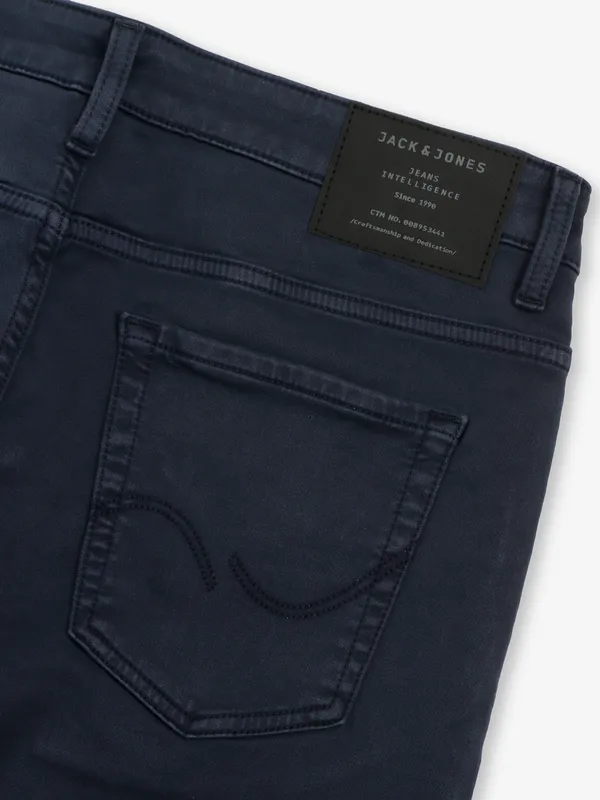 JACK & JONES solid navy slim fit mens denim jeans