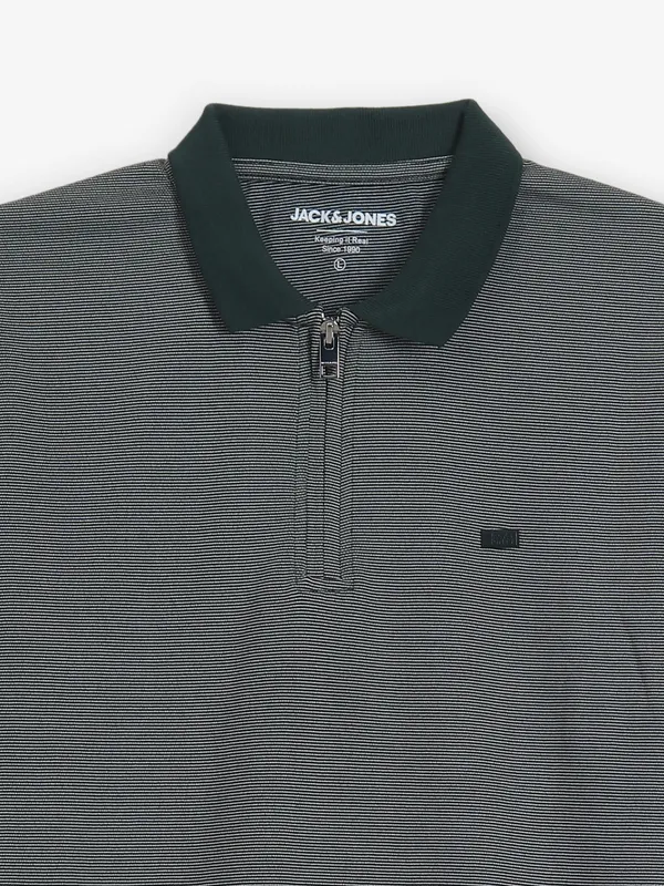 JACK & JONES stripe grey cotton polo t-shirt