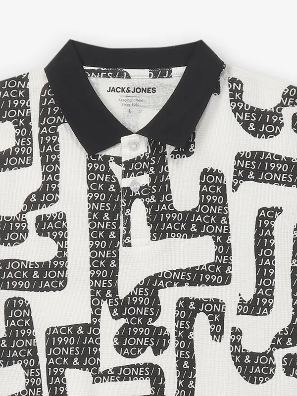 JACK & JONES white and black printed t-shirt