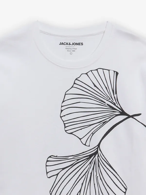 JACK & JONES white cotton t-shirt in printed