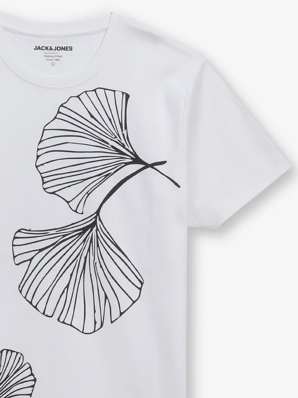JACK & JONES white cotton t-shirt in printed