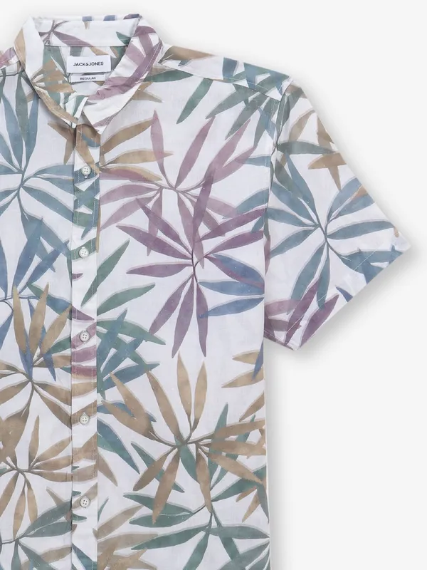 JACK & JONES white floral printed shirt