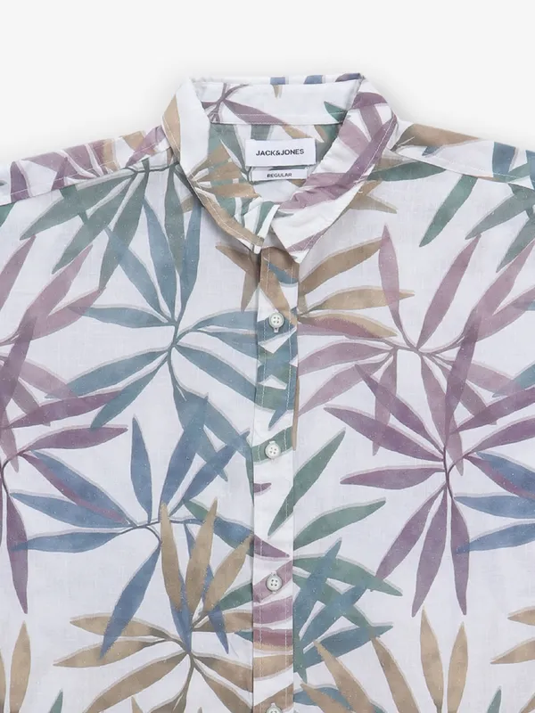 JACK & JONES white floral printed shirt