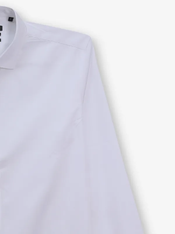 JACK & JONES white plain cotton silk shirt