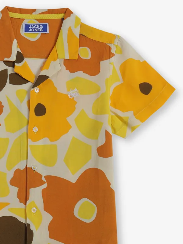 JACK & JONES yellow printed shirt