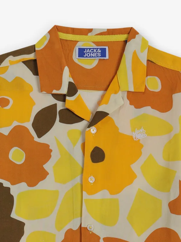 JACK & JONES yellow printed shirt