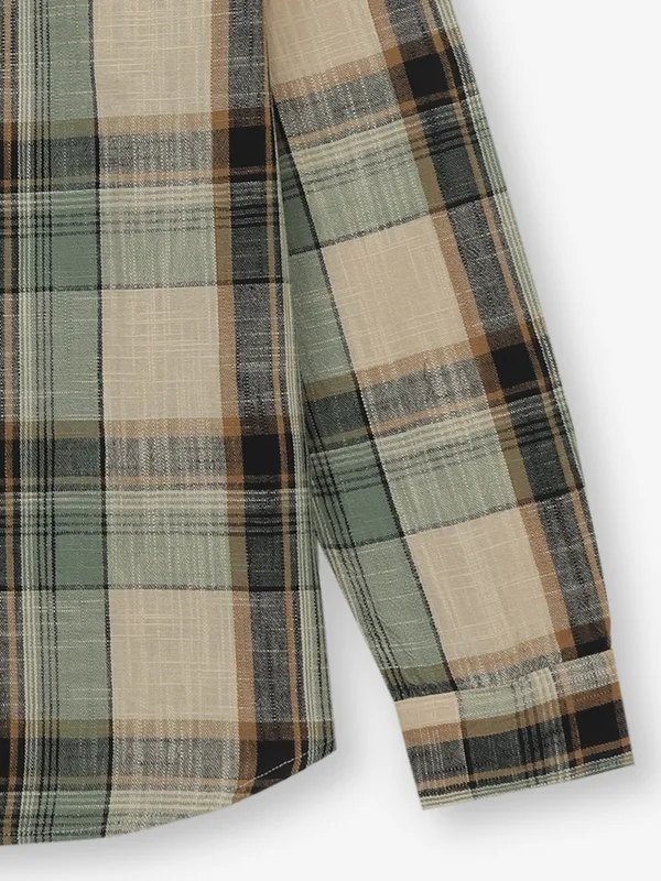 JACK & SONS beige and green cotton shirt