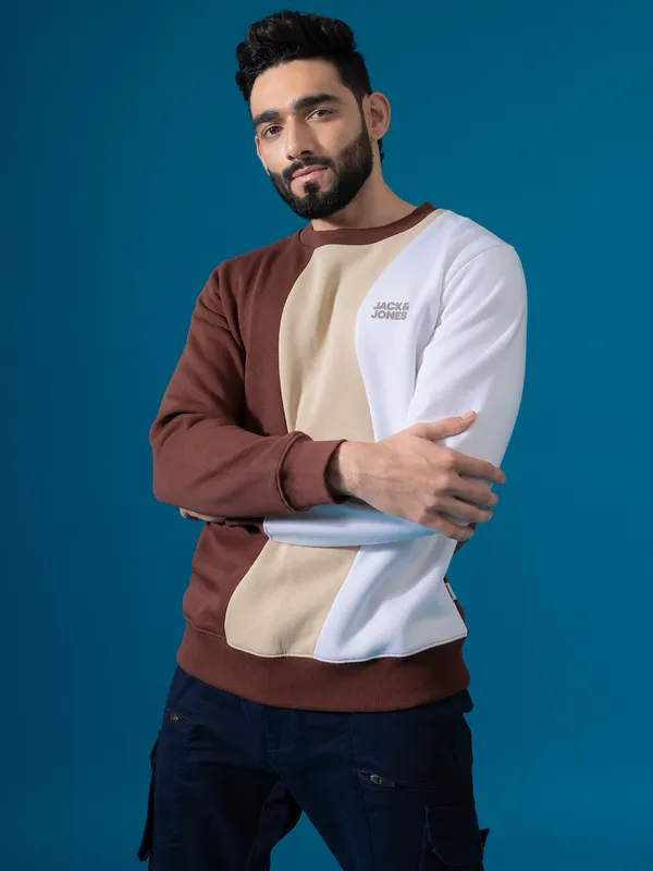 JACK AND JONES brown sweat shirt for men