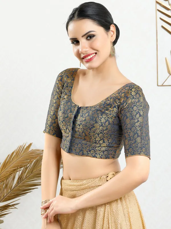 Jacquard grey ready made blouse