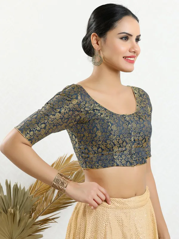 Jacquard grey ready made blouse