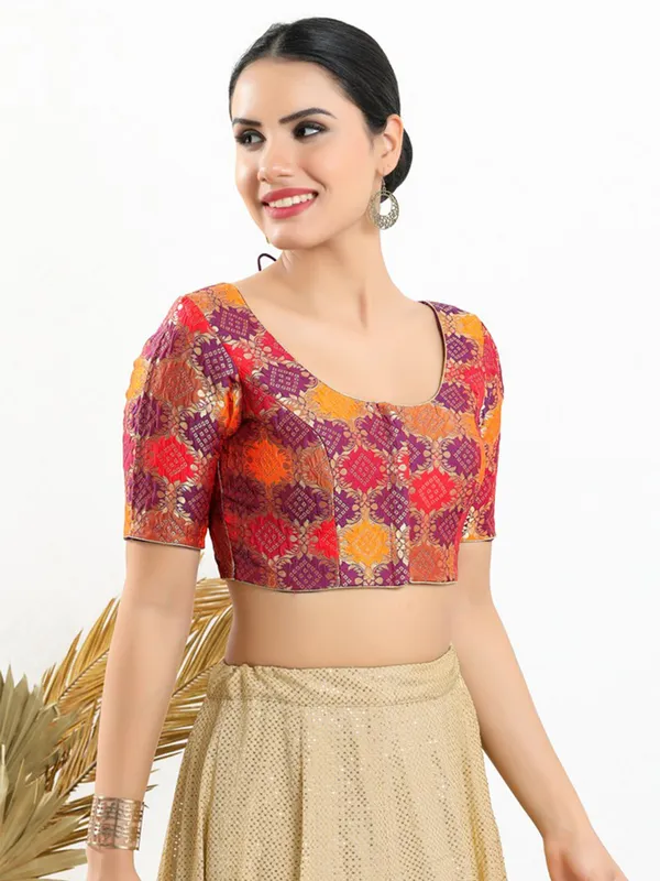 Jacquard multi color blouse