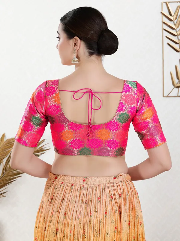 Jacquard pink ready made blouse
