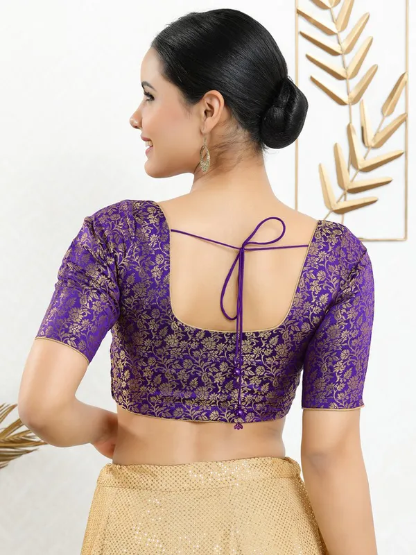 Jacquard purple ready made blouse