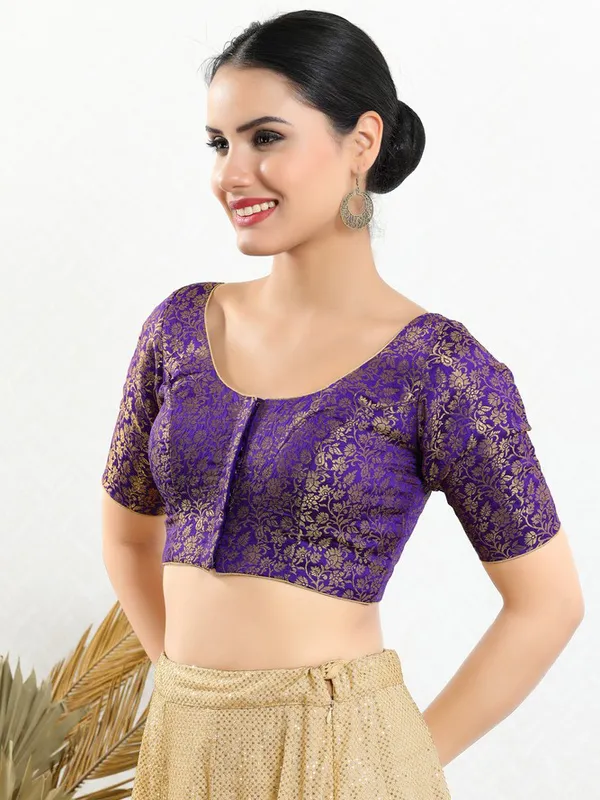 Jacquard purple ready made blouse