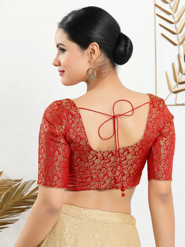 Jacquard red ready made blouse