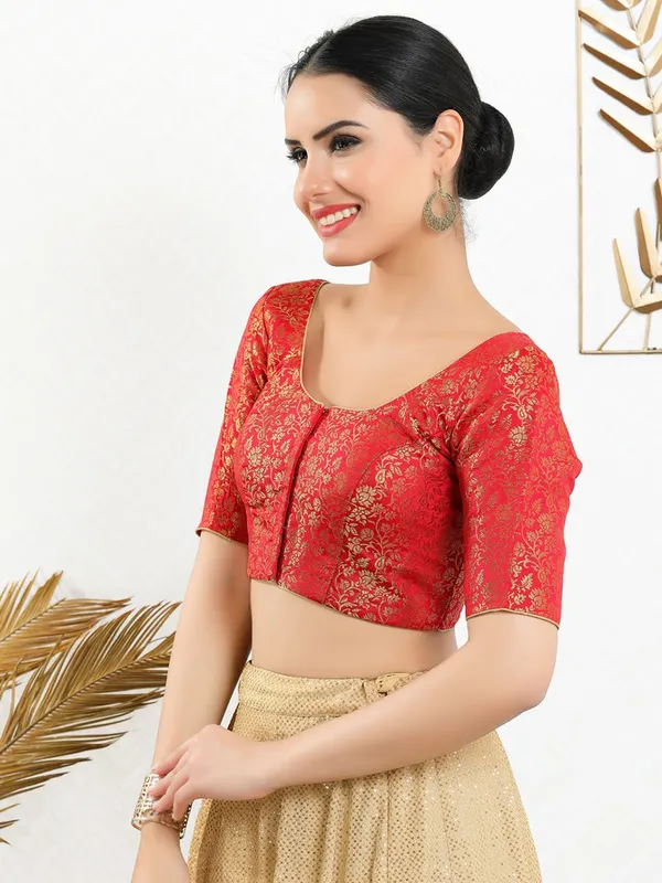 Jacquard red ready made blouse