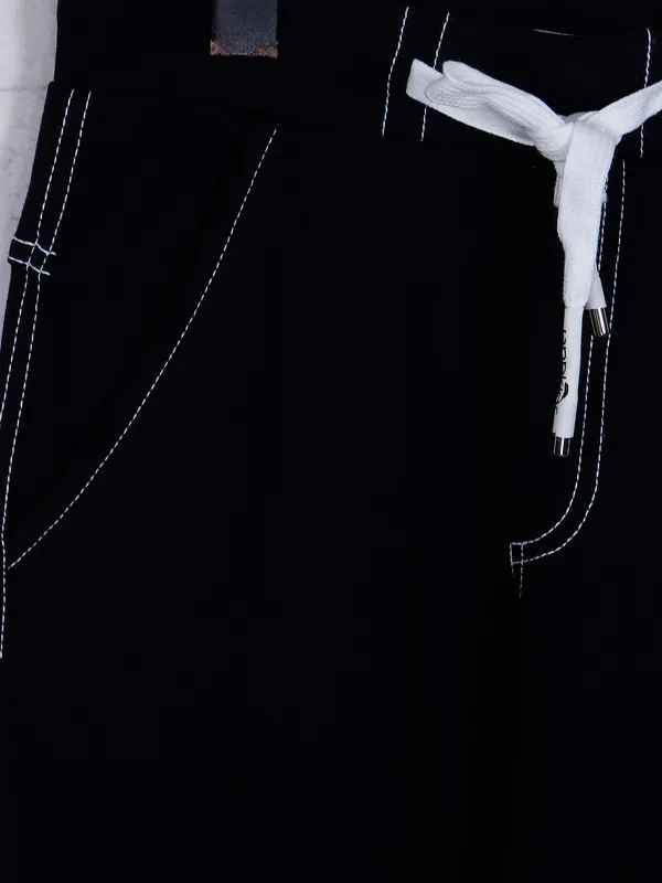 Jappkids cotton black solid track pant