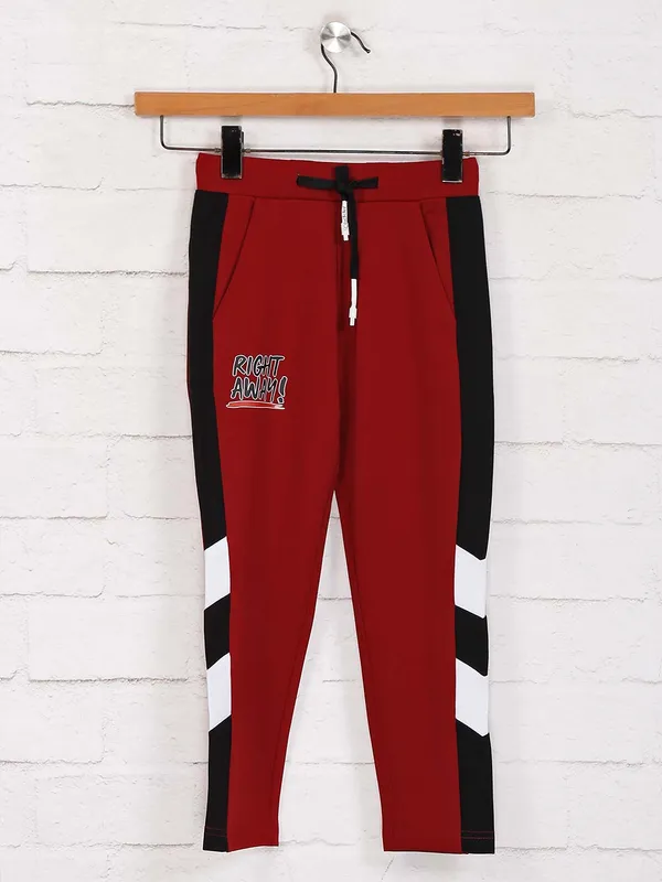 Jappkids casual wear solid maroon track pant