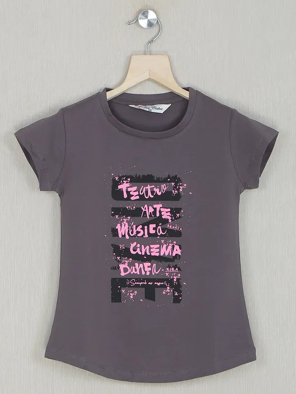 Just cloth casual top for girls in purple shade
