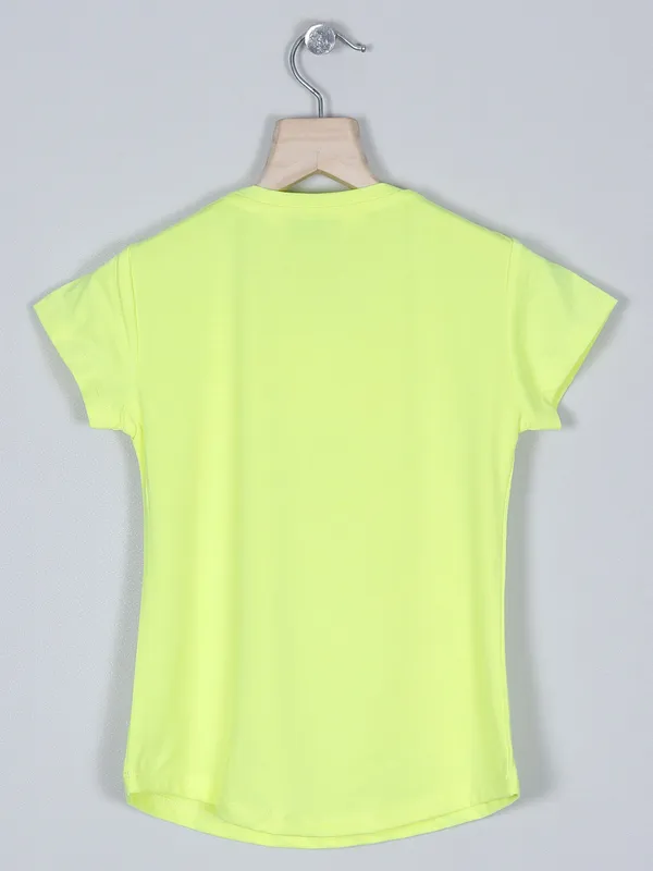 Just cloth neon green cotton t-shirt for girls