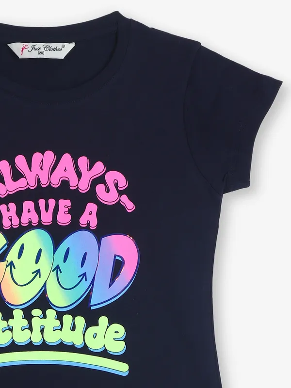 JUST CLOTHES black cotton printed top