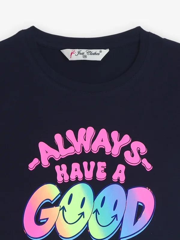 JUST CLOTHES black cotton printed top
