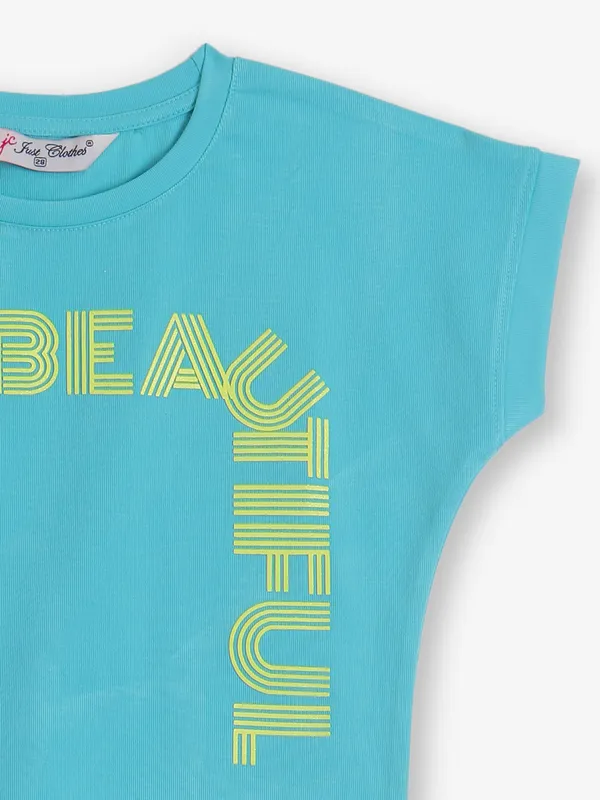 JUST CLOTHES blue cotton printed top