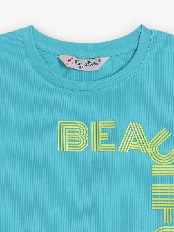 JUST CLOTHES blue cotton printed top
