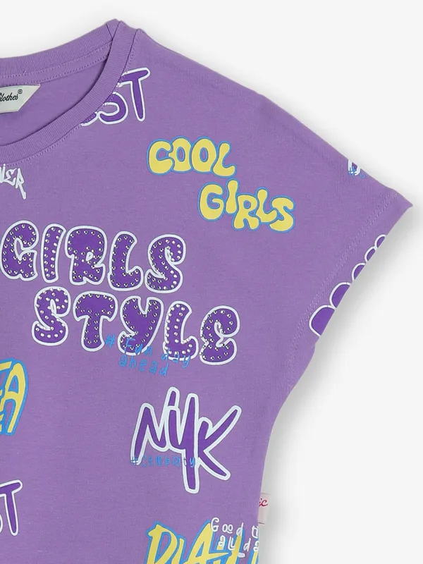 JUST CLOTHES cotton purple printed top