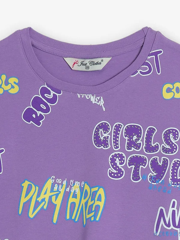 JUST CLOTHES cotton purple printed top