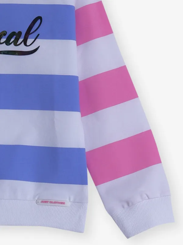 JUST CLOTHES cotton white stripe t-shirt for girls